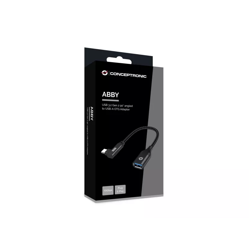 Adaptador OTG Conceptronic ABBY19B USB 3.2 Gen 2 90° angular para USB-A