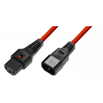 Cabo de alimentação Microconnect MC-C13C14LOCK-2M vermelho conector fêmea C13 conector fêmea C14