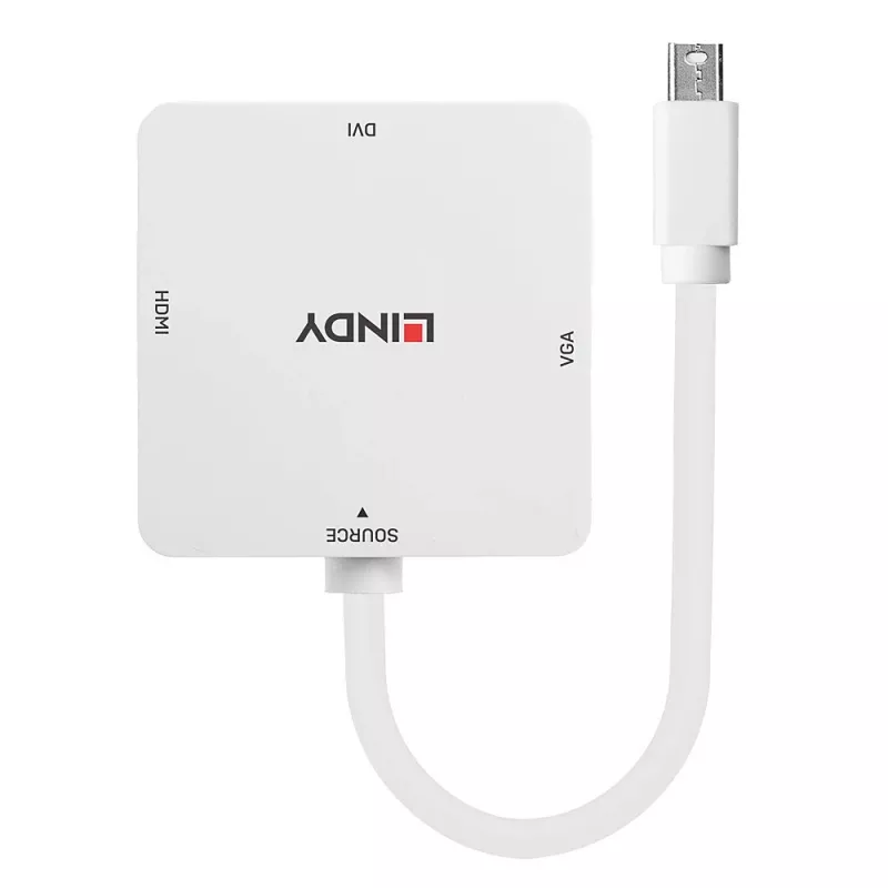 Conversor Lindy Mini DisplayPort 1.2 para HDMI 1.4, DVI e VGA