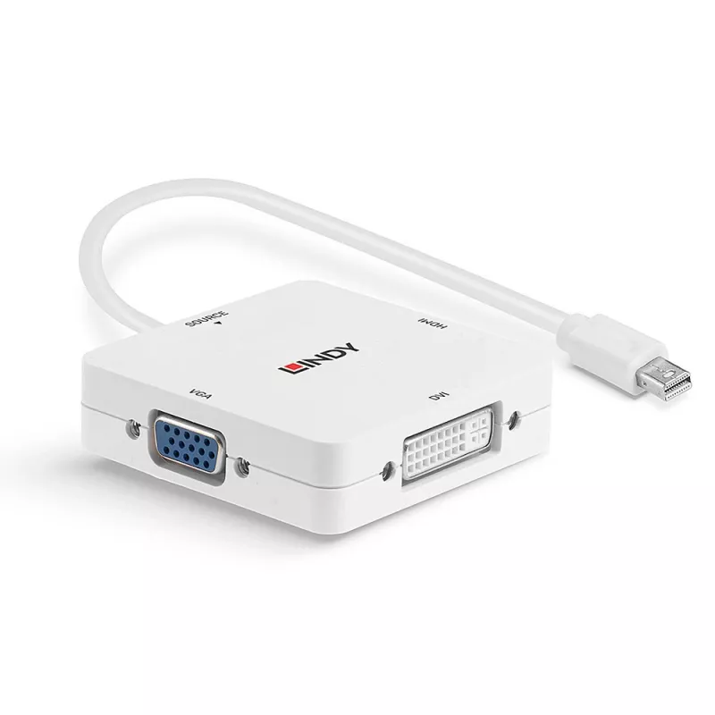 Conversor Lindy Mini DisplayPort 1.2 para HDMI 1.4, DVI e VGA