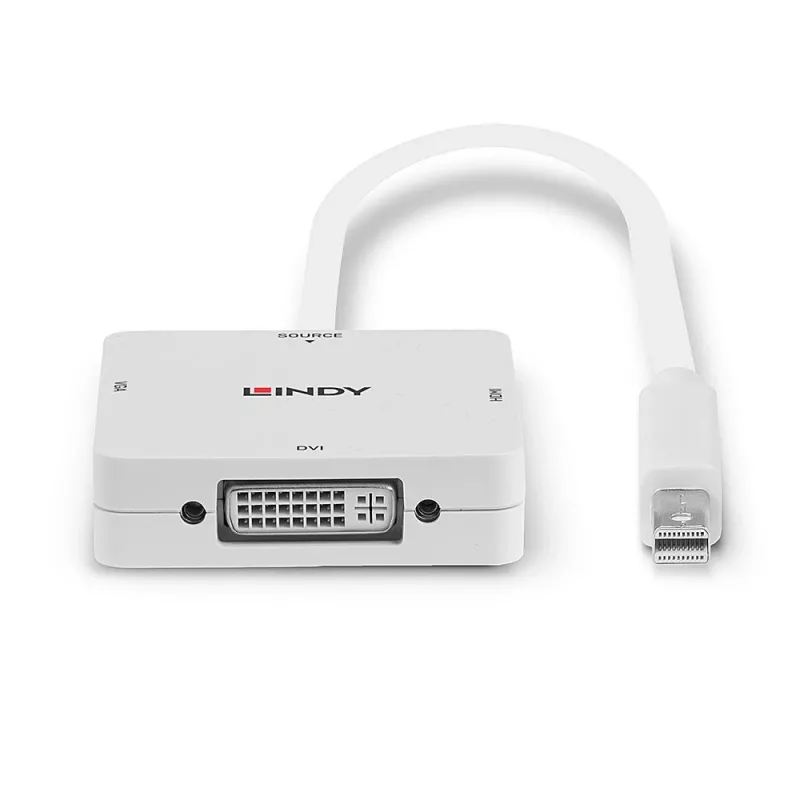 Conversor Lindy Mini DisplayPort 1.2 para HDMI 1.4, DVI e VGA