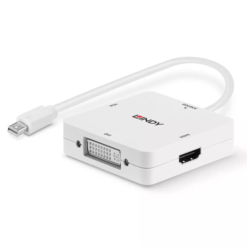 Conversor Lindy Mini DisplayPort 1.2 para HDMI 1.4, DVI e VGA