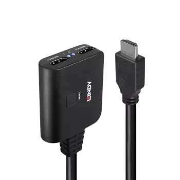 Splitter HDMI Lindy 2 portas 4K60 cabo preto 3840x2160