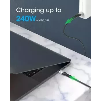 Cabo USB-C para USB-C Manhattan 240W 2m macho para macho preto 480 Mbit/s
