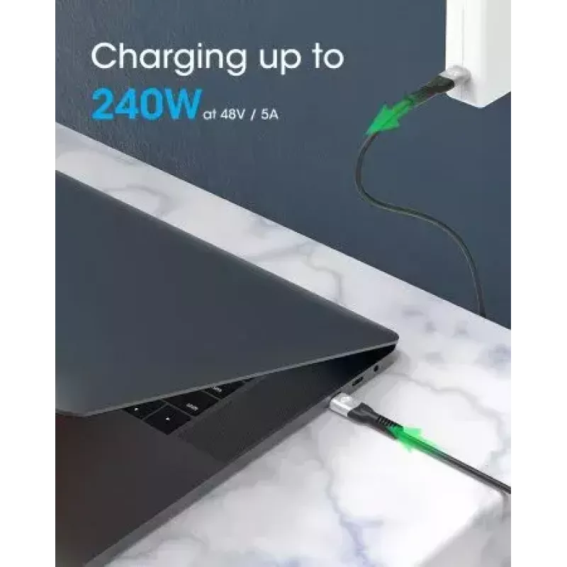 Cabo USB-C para USB-C Manhattan 240W 2m macho para macho preto 480 Mbit/s