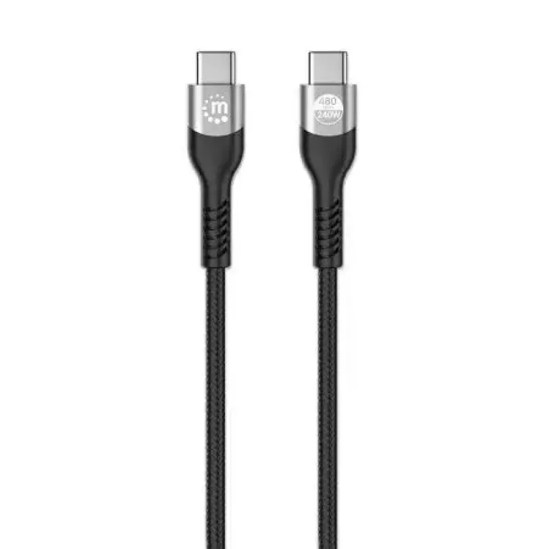 Cabo USB-C para USB-C Manhattan 240W 2m macho para macho preto 480 Mbit/s