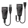 Extensor USB 2.0 Cat.6 Lindy 100 m, emissor e recetor de rede, 100 m, 480 Mbit/s, Cat5e, Cat6, CH317Q, CH536G, preto