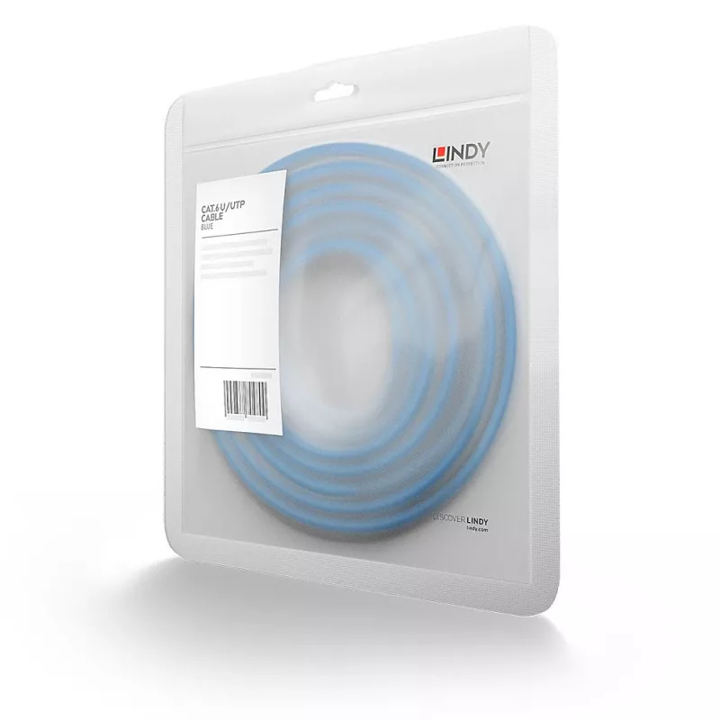 Cabo de rede Lindy 0,3m CAT6 U/UTP, azul
