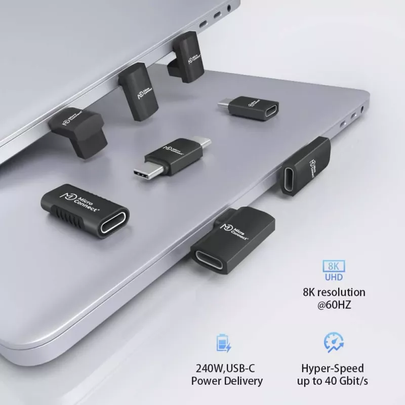 MicroConnect MC-USB4AF adaptador Premium USB4 3x2 USB-C angular, 240 W, 40 Gbps
