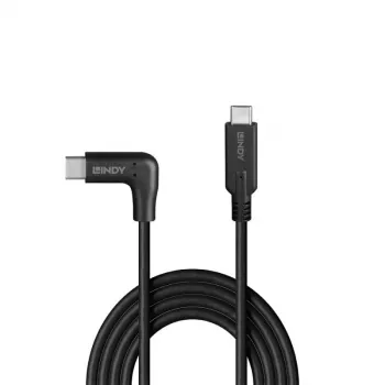 Cabo Lindy 1 m USB 3.2 Type-C, 90° em ângulo, 10 Gbit/s