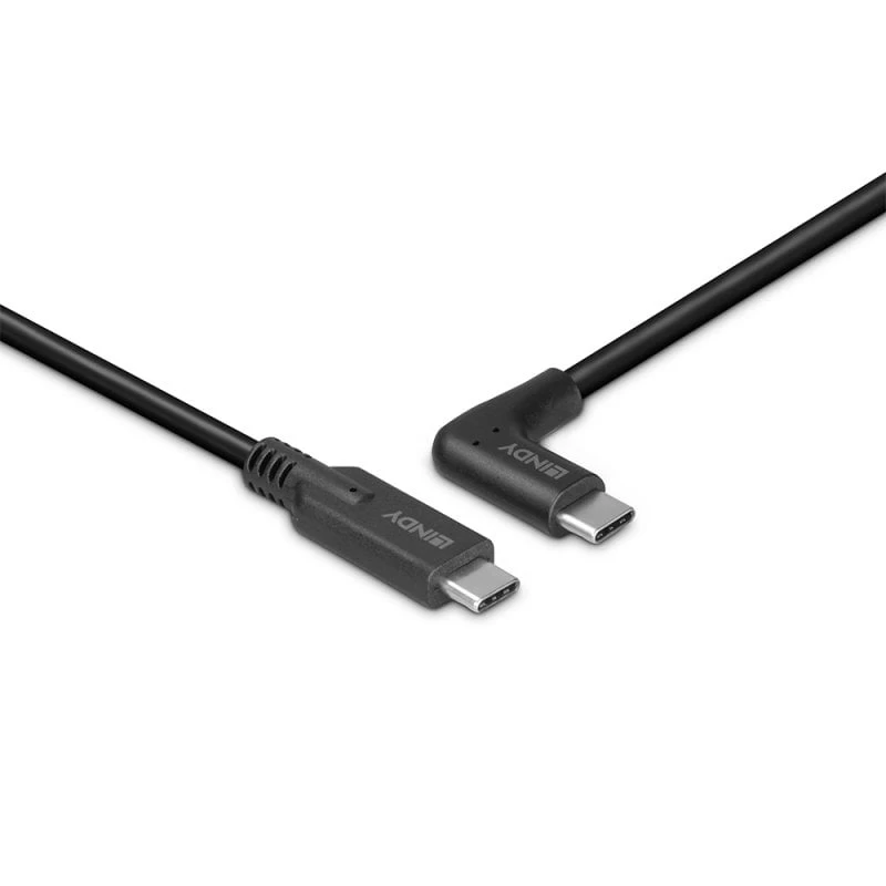Cabo Lindy 1 m USB 3.2 Type-C, 90° em ângulo, 10 Gbit/s