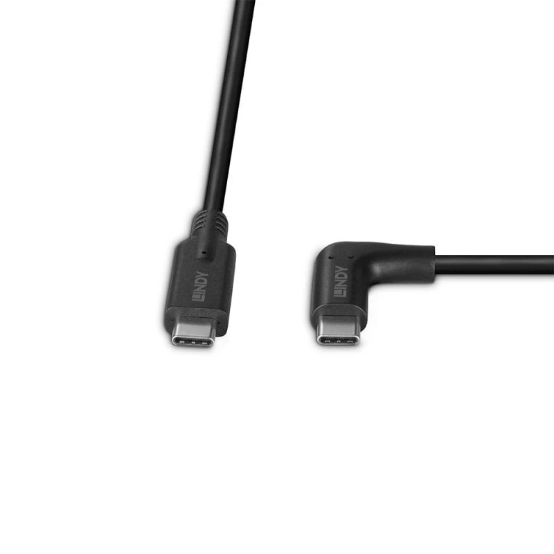 Cabo Lindy 1 m USB 3.2 Type-C, 90° em ângulo, 10 Gbit/s