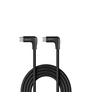 Cabo Lindy 0,5 m USB 3.2 USB-C em ângulo reto para USB-C em ângulo reto, 10 Gbit/s