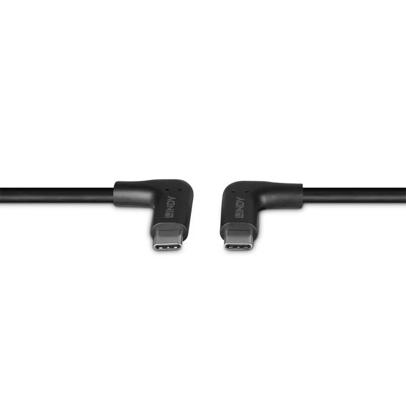 Cabo Lindy 0,5 m USB 3.2 USB-C em ângulo reto para USB-C em ângulo reto, 10 Gbit/s