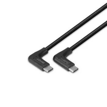 Cabo Lindy 1 m USB 3.2 USB-C em ângulo reto para USB-C em ângulo reto, 10 Gbps