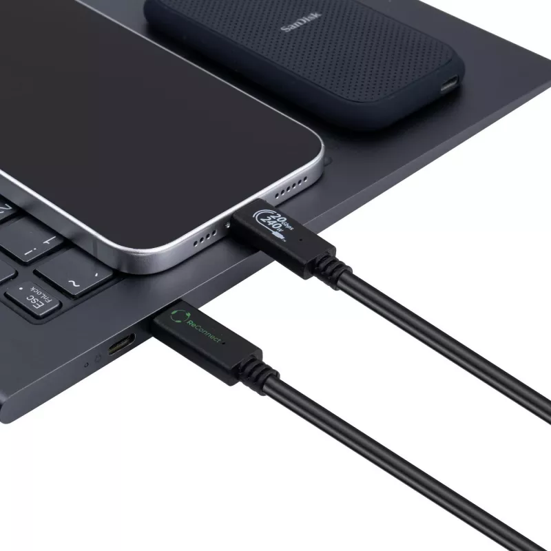 Cabo USB Microconnect ECO-USB3.2CC0.25 USB 3.2 Gen 2x2 0,25 m USB-C preto