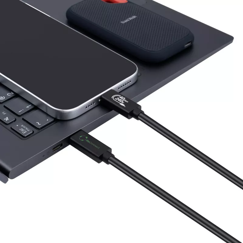 Cabo USB4 MicroConnect ReConnect ECO-USB4CC05 40 Gbit/s 100 W, USB-C para USB-C