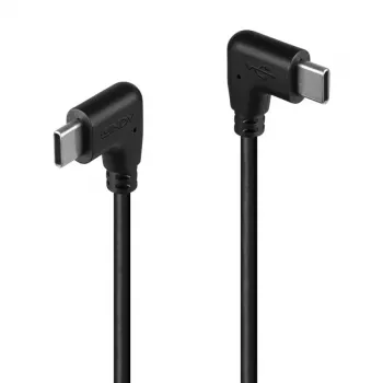 Cabo Lindy 1 m USB 2.0 USB-C em ângulo reto para USB-C em ângulo reto