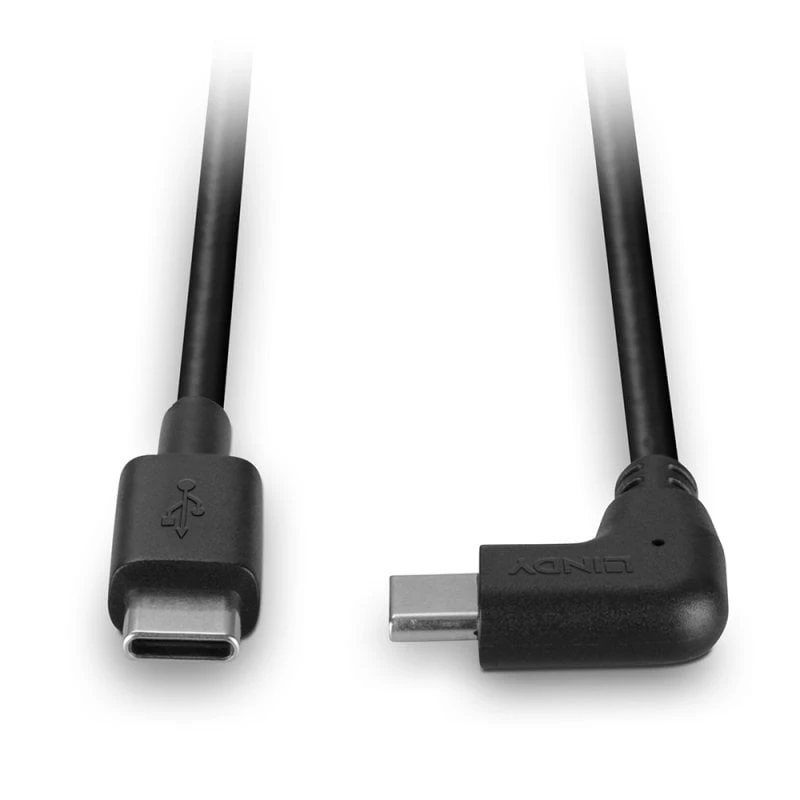Cabo Lindy 1 m USB 2.0 USB-C reto para USB-C em ângulo reto