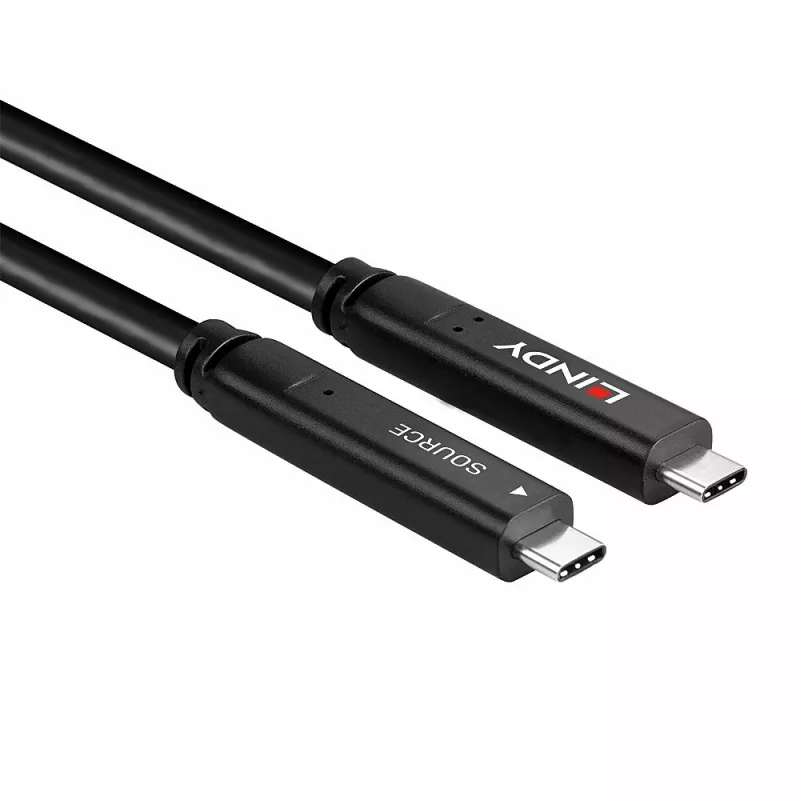 Cabo híbrido Lindy 10 m USB 3.2 Gen 2 e DP 1.4 tipo C