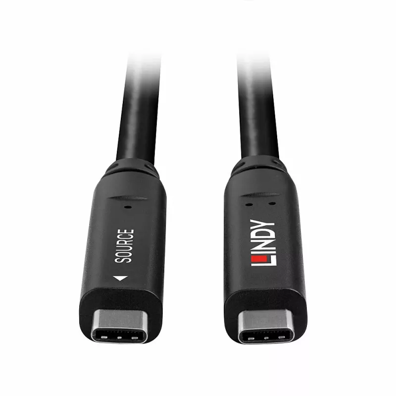 Cabo híbrido Lindy 10 m USB 3.2 Gen 2 e DP 1.4 tipo C