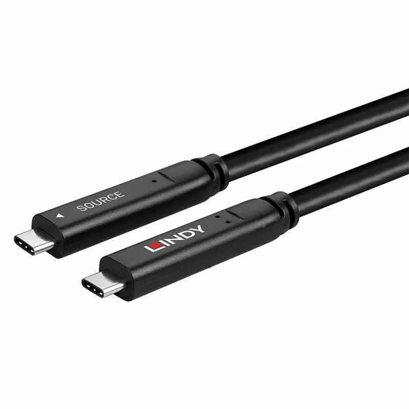 Cabo híbrido Lindy 10 m USB 3.2 Gen 2 e DP 1.4 tipo C