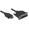 Cabo HDMI para DVI-D 24+1 Manhattan, 1 m, macho para macho, preto, Dual Link, compatível com DVD-D, garantia vitalícia, equivalente a HDDVIMM1M