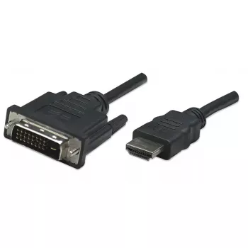 Cabo HDMI para DVI-D 24+1 Manhattan, 1 m, macho para macho, preto, Dual Link, compatível com DVD-D, garantia vitalícia, equivalente a HDDVIMM1M