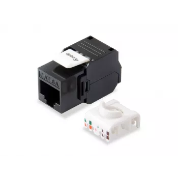 Conector keystone Cat.6A não blindado sem ferramentas, RJ-45, LSA, preto Equip