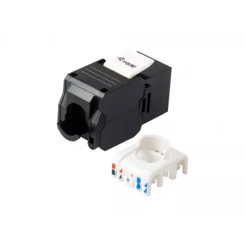 Conector keystone Cat.6A não blindado sem ferramentas, RJ-45, LSA, preto Equip