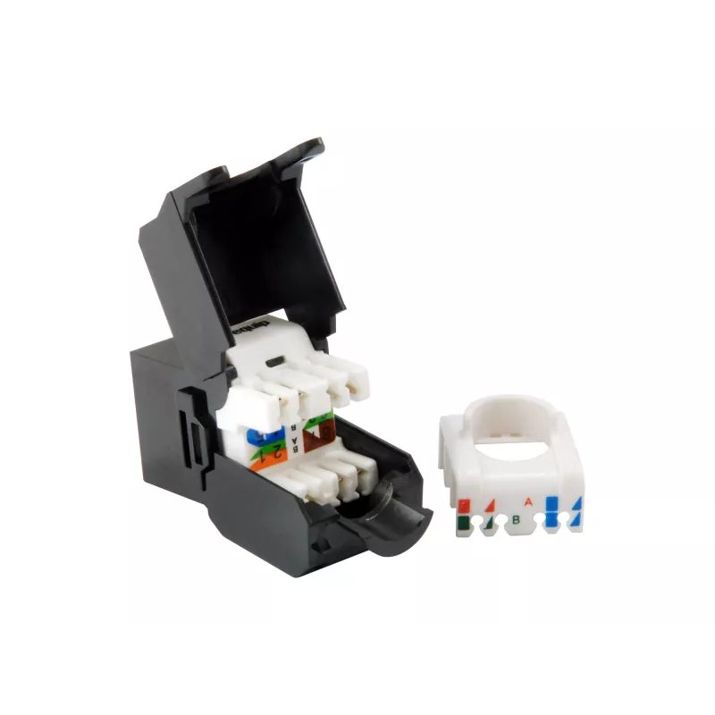 Conector keystone Cat.6A não blindado sem ferramentas, RJ-45, LSA, preto Equip