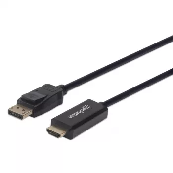 Cabo DisplayPort 1.1 para HDMI Manhattan, 1080p@60Hz, 1 m, macho para macho, DP com bloqueio, preto, não bidirecional, três anos de garantia