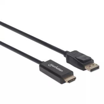 Cabo DisplayPort 1.1 para HDMI Manhattan, 1080p@60Hz, 1 m, macho para macho, DP com bloqueio, preto, não bidirecional, três anos de garantia