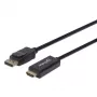 Manhattan 153201 cabo de DisplayPort 1.2 para HDMI, 4K@60Hz, 1,8 m, macho/macho, DP com trinco, preto
