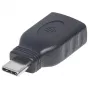 Adaptador USB-C para USB-A Manhattan, macho para fêmea, 5 Gbit/s (USB 3.2 Gen1, também USB 3.0), SuperSpeed USB, preto, garantia vitalícia, equivalente a USB31CAADG