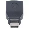 Adaptador USB-C para USB-A Manhattan, macho para fêmea, 5 Gbit/s (USB 3.2 Gen1, também USB 3.0), SuperSpeed USB, preto, garantia vitalícia, equivalente a USB31CAADG