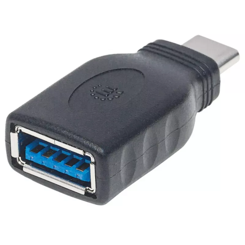 Adaptador USB-C para USB-A Manhattan, macho para fêmea, 5 Gbit/s (USB 3.2 Gen1, também USB 3.0), SuperSpeed USB, preto, garantia vitalícia, equivalente a USB31CAADG