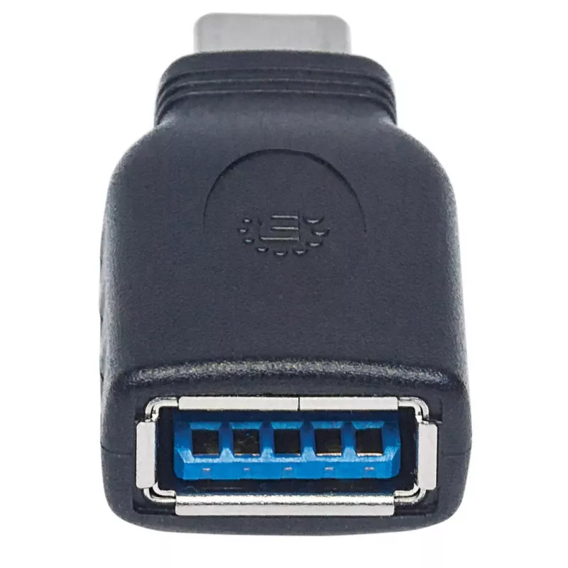 Adaptador USB-C para USB-A Manhattan, macho para fêmea, 5 Gbit/s (USB 3.2 Gen1, também USB 3.0), SuperSpeed USB, preto, garantia vitalícia, equivalente a USB31CAADG