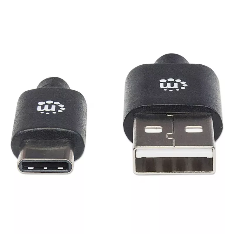 Cabo USB-C para USB-A Manhattan, 2 m, macho para macho, preto, 480 Mbit/s (USB 2.0), Hi-Speed USB, garantia vitalícia, equivalente a USB2AC2M
