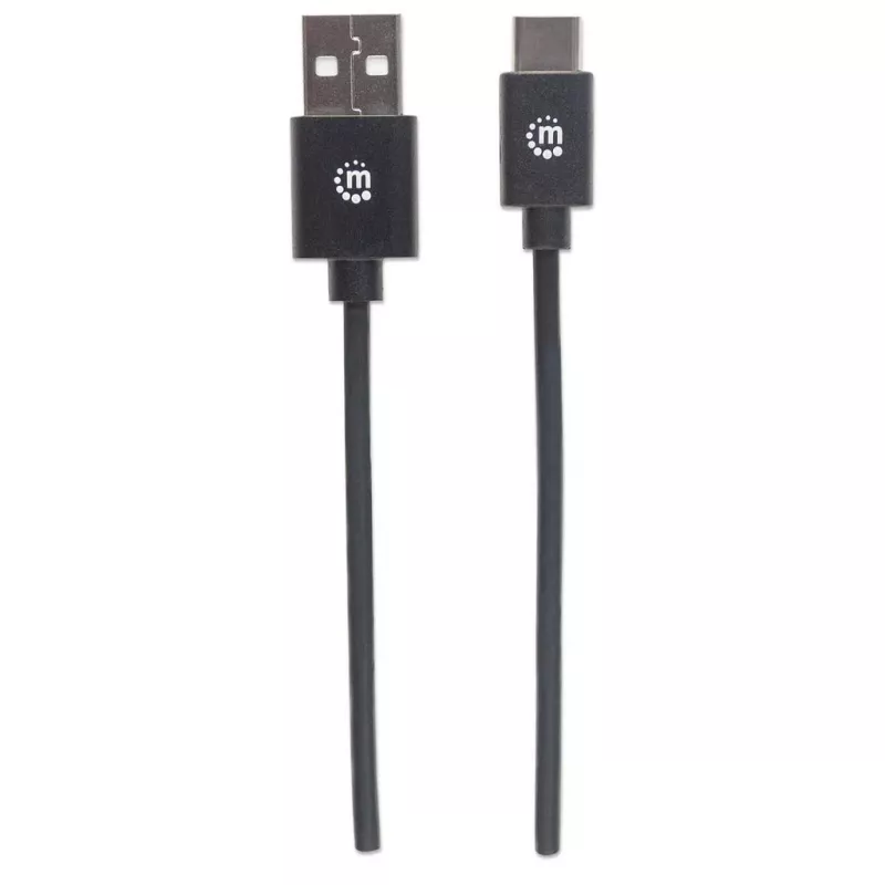 Cabo USB-C para USB-A Manhattan, 2 m, macho para macho, preto, 480 Mbit/s (USB 2.0), Hi-Speed USB, garantia vitalícia, equivalente a USB2AC2M