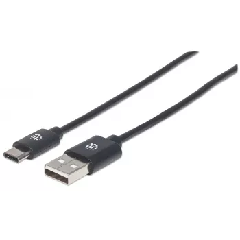 Cabo USB-C para USB-A Manhattan, 3 m, macho para macho, 480 Mbit/s (USB 2.0), Hi-Speed USB, preto, garantia vitalícia