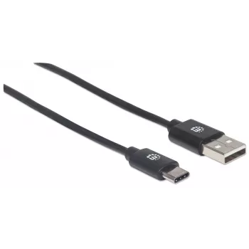 Cabo USB-C para USB-A Manhattan, 3 m, macho para macho, 480 Mbit/s (USB 2.0), Hi-Speed USB, preto, garantia vitalícia