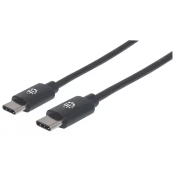 Cabo USB-C para USB-C Manhattan, 2 m, macho para macho, preto, 480 Mbit/s (USB 2.0), 3 A, Hi-Speed USB, garantia vitalícia, equivalente a USB2CC2M