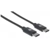 Cabo USB-C para USB-C Manhattan, 2 m, macho para macho, preto, 480 Mbit/s (USB 2.0), 3 A, Hi-Speed USB, garantia vitalícia, equivalente a USB2CC2M