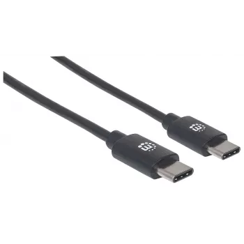 Cabo USB-C para USB-C Manhattan, 2 m, macho para macho, preto, 480 Mbit/s (USB 2.0), 3 A, Hi-Speed USB, garantia vitalícia, equivalente a USB2CC2M