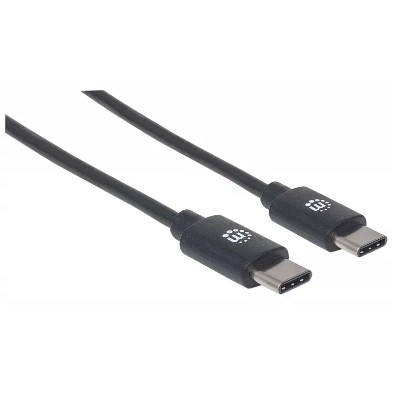 Cabo USB-C para USB-C Manhattan, 2 m, macho para macho, preto, 480 Mbit/s (USB 2.0), 3 A, Hi-Speed USB, garantia vitalícia, equivalente a USB2CC2M