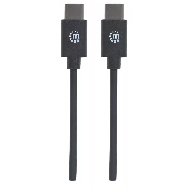 Cabo USB-C para USB-C Manhattan, 2 m, macho para macho, preto, 480 Mbit/s (USB 2.0), 3 A, Hi-Speed USB, garantia vitalícia, equivalente a USB2CC2M