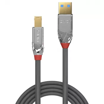 Cabo Lindy USB 3.2 Type-A para B, 1 m, 5 Gbit/s, Cromo Line