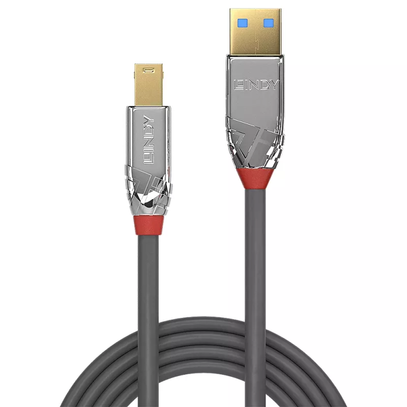 Cabo Lindy USB 3.0 Type-A para B, 5 m, 5 Gbit/s, Cromo Line