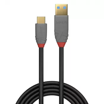 Cabo Lindy 1m USB 3.2 Type-A para C, 10Gbit/s, 5A, PD, Anthra Line